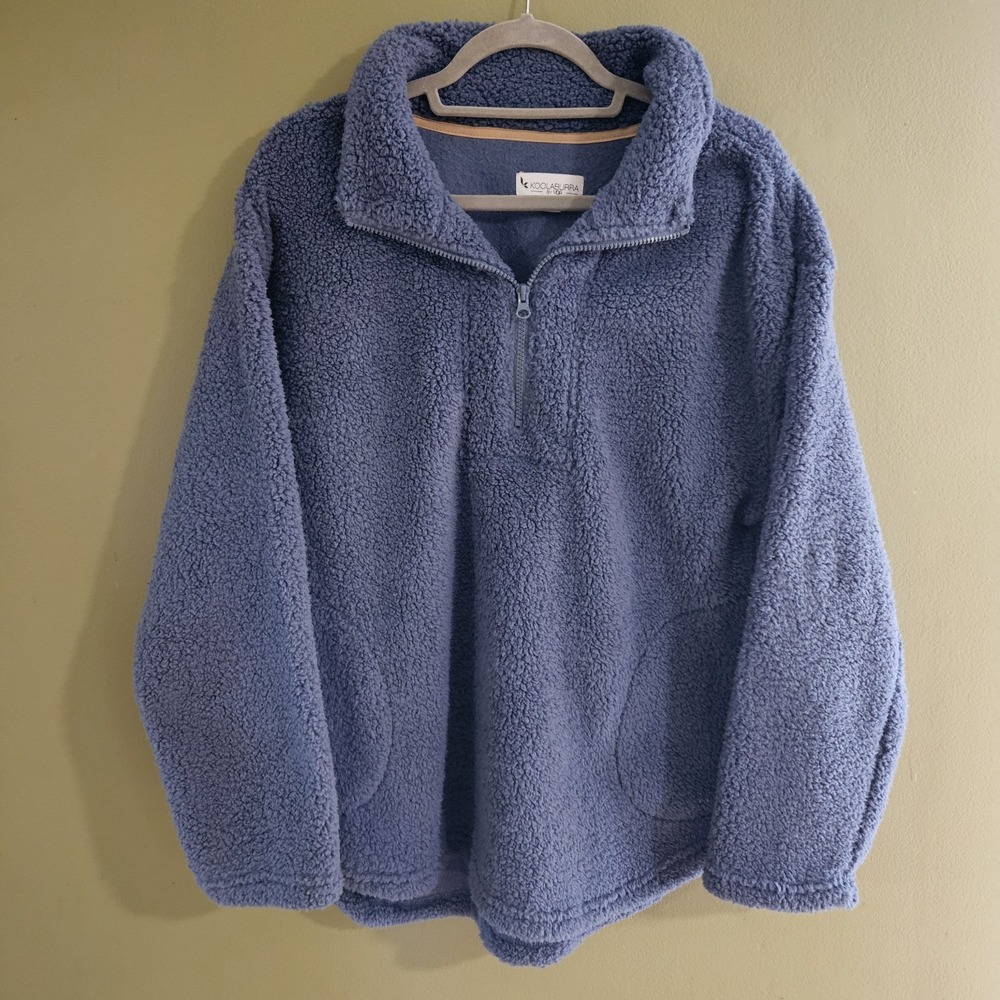 Koolaburra by UGG Sherpa Fleece Bomber Jacket Blue Size‎ Large 1/4 Zip